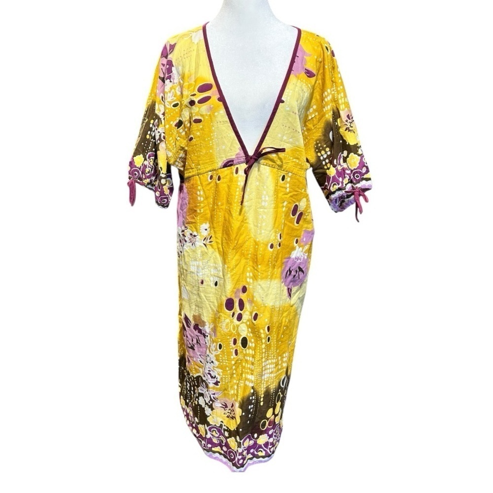 ROMEO & JULIET Couture Anthropologie Bohemian Boho Cotton Dress Lined Size L EC - Picture 2 of 6
